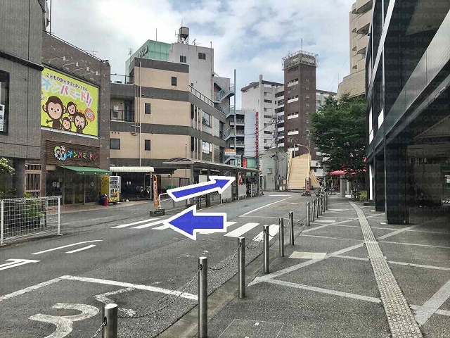 横断歩道と歩道橋の画像