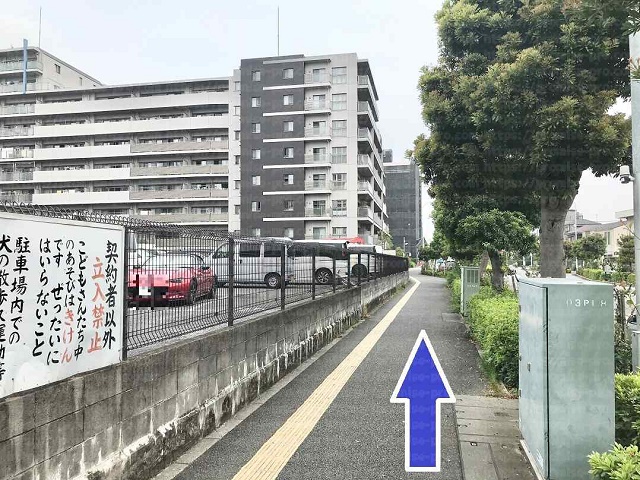 道をまっすぐ進む画像