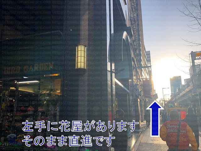 左手に花屋を見ながら直進