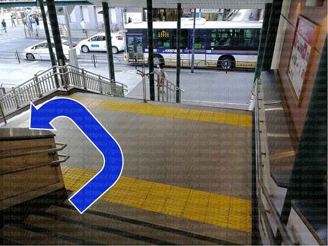 階段をUターンする画像