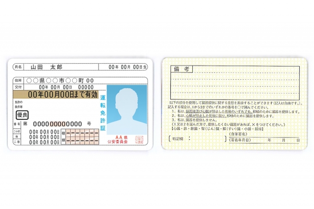 運転免許証の表と裏