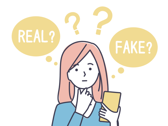 受信したメールが本物かどうかを疑う女性