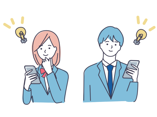 スマホを見て納得した様子の学生の男女