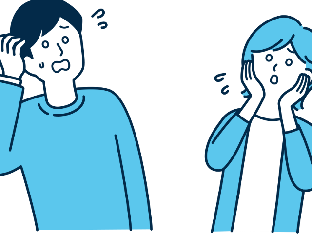 焦っている様子の男女