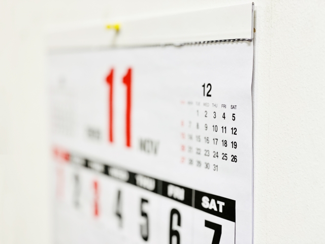 11月の壁掛けカレンダー